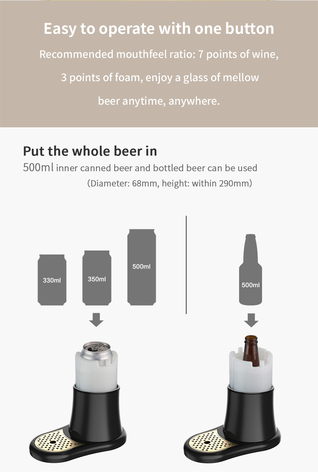 Can Beer Foam Maker - Awesome Compact Gift for Beer Lover, Mini Kegerator for Home, Ultra Fine Foam Enhance & Keep Beer Taste Longer. Awesome gifts for Thanksgiving & Christmas presents